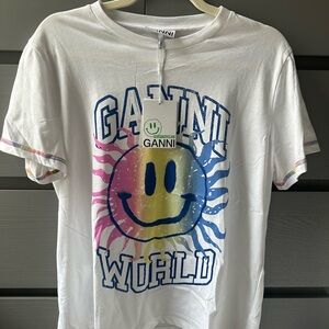 Ganni smily face rainbow cotton tshirt NWT